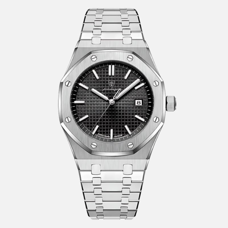 Elegante Herrenarmbanduhr aus Edelstahl, 41 mm