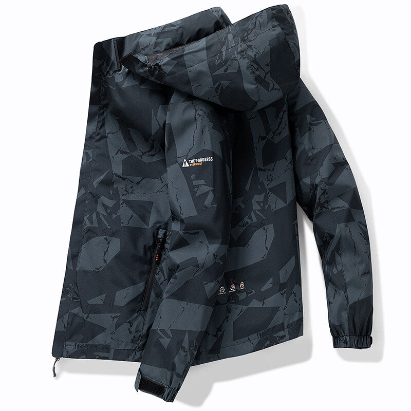 Elegante Herren-Skijacke mit Kapuze und sportlichem Design