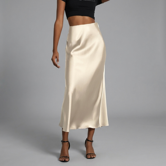 Eleganter taillierter Damen-Satin-Midirock
