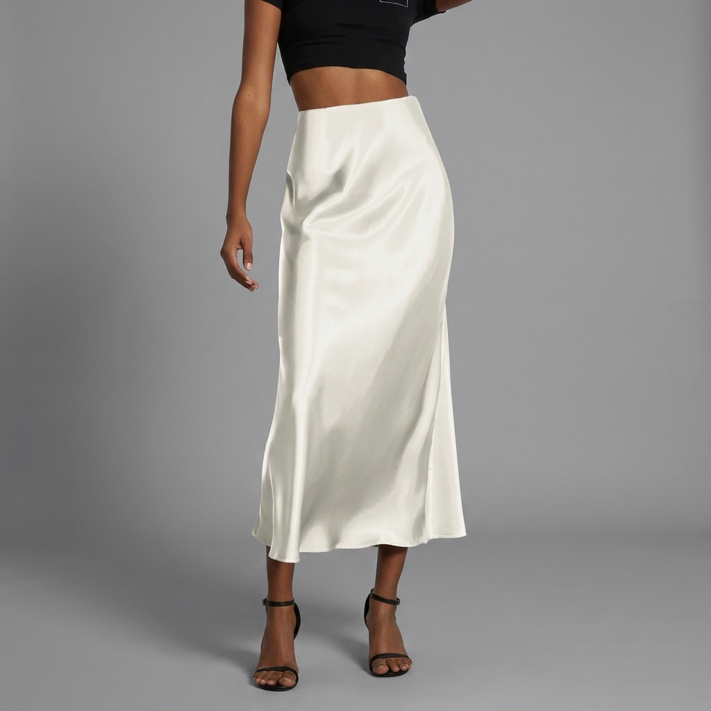 Eleganter taillierter Damen-Satin-Midirock