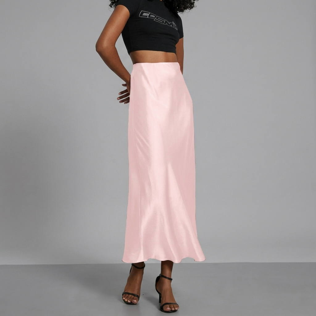 Eleganter taillierter Damen-Satin-Midirock