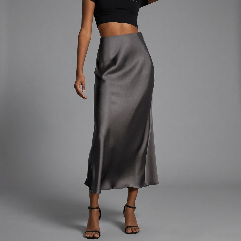 Eleganter taillierter Damen-Satin-Midirock