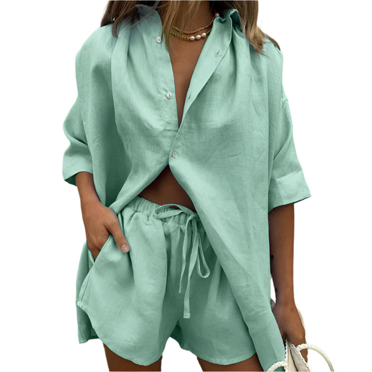 Elegantes, zweiteiliges Loungewear-Set aus Baumwolle