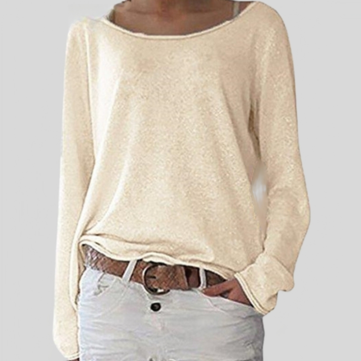 Eleganter, leichter Herbstpullover mit Rundhalsausschnitt