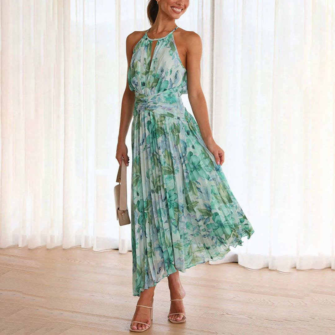 Elegantes, leichtes, langes Sommerkleid mit Blumenmuster