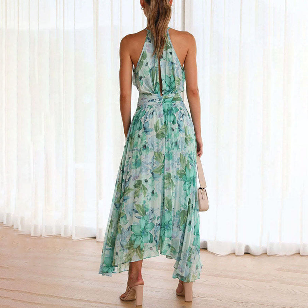 Elegantes, leichtes, langes Sommerkleid mit Blumenmuster