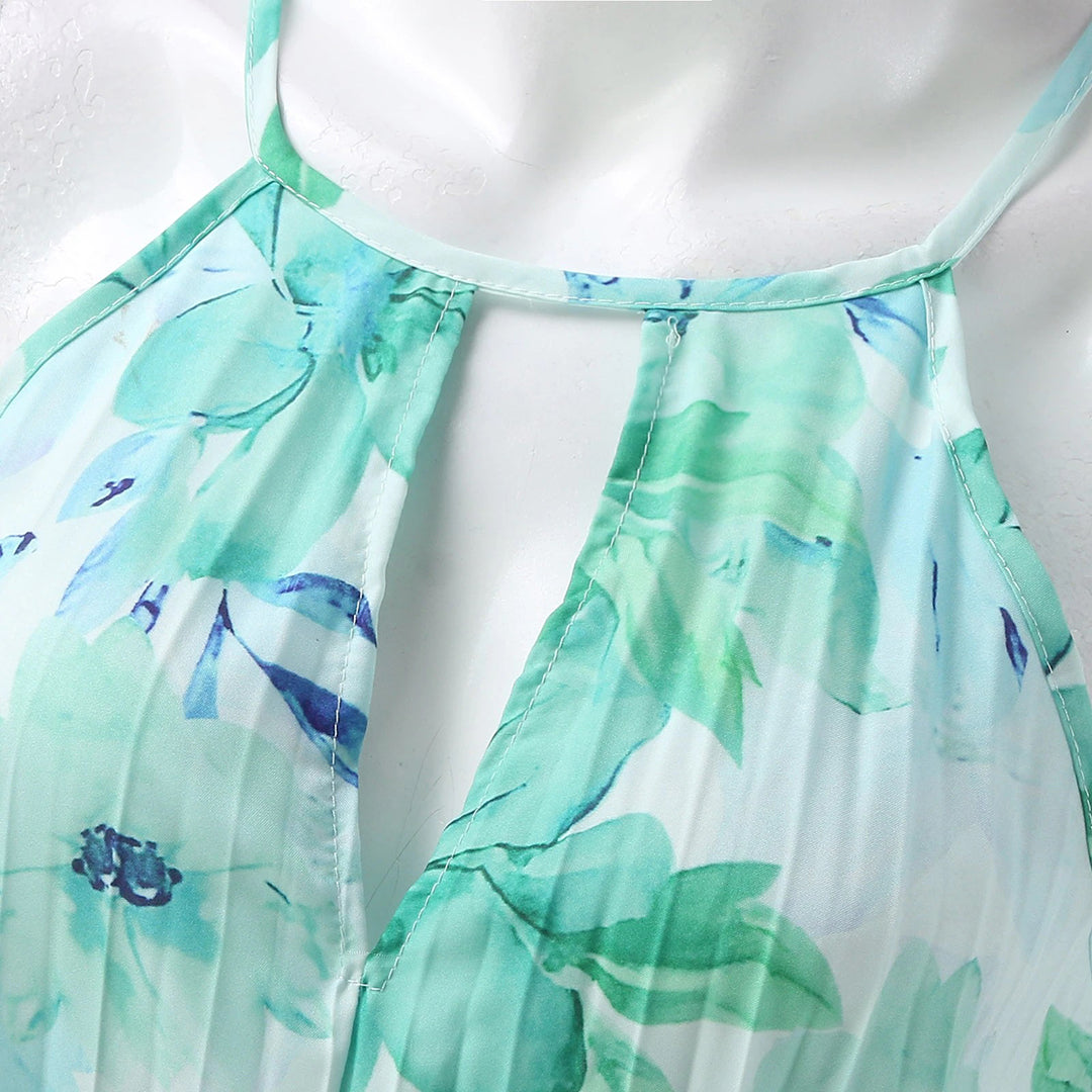 Elegantes, leichtes, langes Sommerkleid mit Blumenmuster