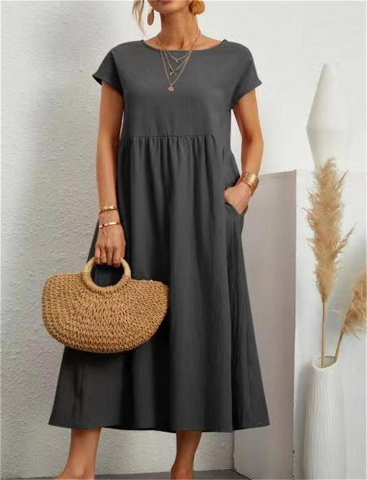 Elegantes, locker geschnittenes Midikleid