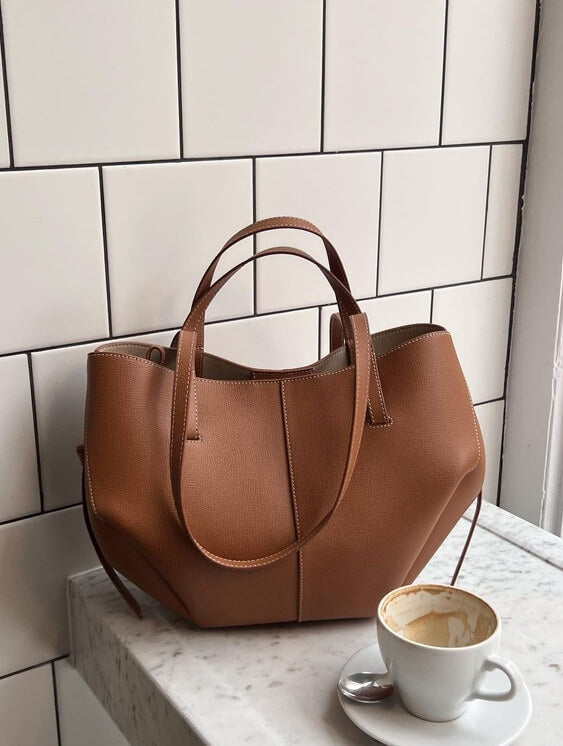 Elegante Leder-Tote-Bag mit grossem Fassungsvermögen