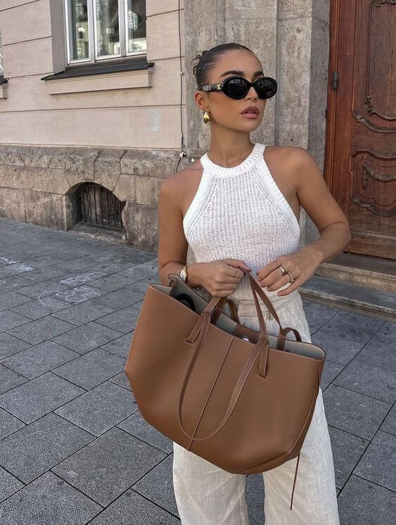 Elegante Leder-Tote-Bag mit grossem Fassungsvermögen