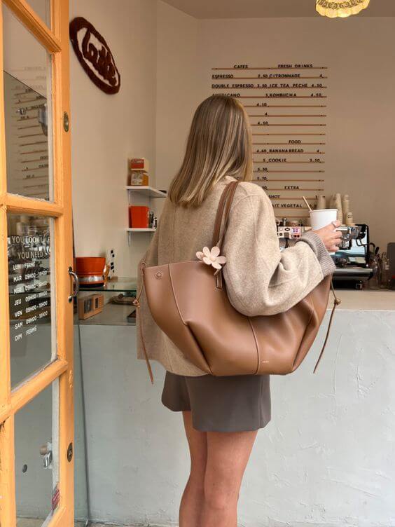 Elegante Leder-Tote-Bag mit grossem Fassungsvermögen