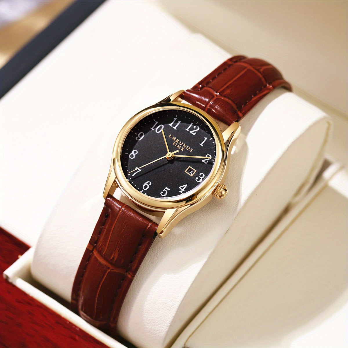 Elegante Damenuhr - Mit eckigem Zifferblatt und Kunstlederarmband - Perfektes Geschenk für Frauen