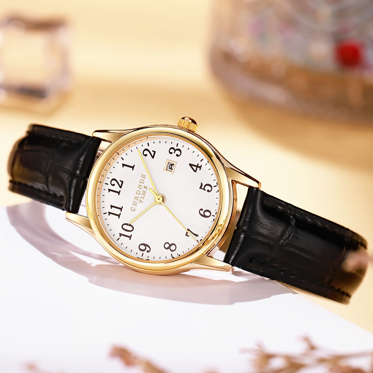 Elegante Damenuhr - Mit eckigem Zifferblatt und Kunstlederarmband - Perfektes Geschenk für Frauen