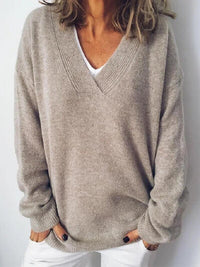 Eleganter Damen-Oversized-Strickpullover mit V-Ausschnitt
