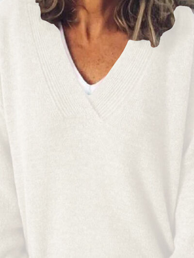 Eleganter Damen-Oversized-Strickpullover mit V-Ausschnitt