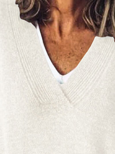 Eleganter Damen-Oversized-Strickpullover mit V-Ausschnitt
