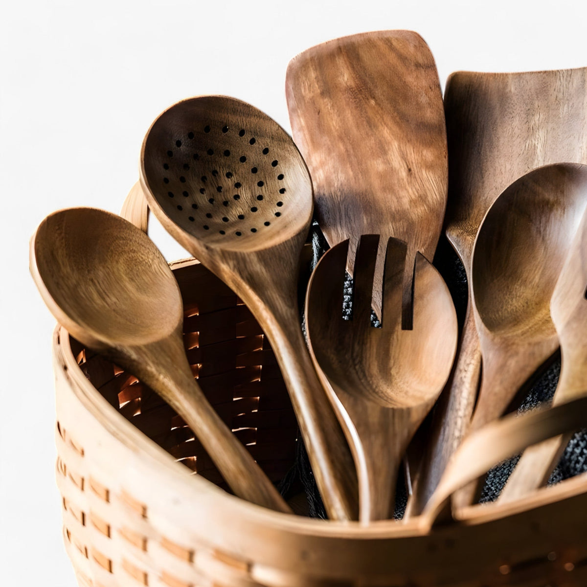 Elegantes Teakholz-Küchenhelfer-Set – 9-teilig, mit Halter