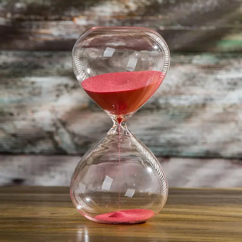 Elegante Sanduhr aus Glas mit buntem Sand – 5–60 Minuten Zeiteinstellungen, ideal für Dekoration und Meditation