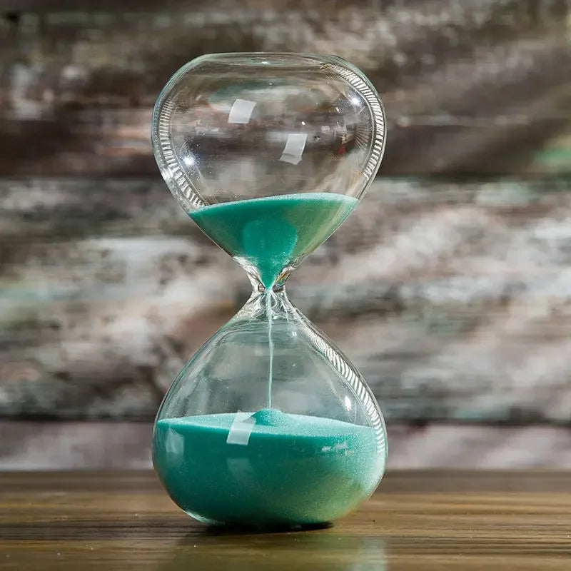 Elegante Sanduhr aus Glas mit buntem Sand – 5–60 Minuten Zeiteinstellungen, ideal für Dekoration und Meditation