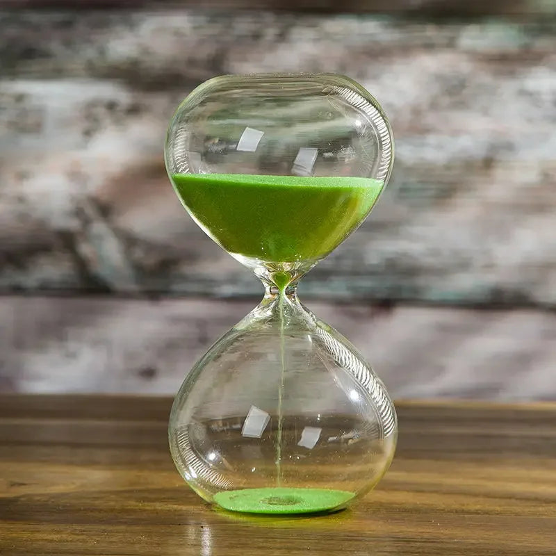 Elegante Sanduhr aus Glas mit buntem Sand – 5–60 Minuten Zeiteinstellungen, ideal für Dekoration und Meditation