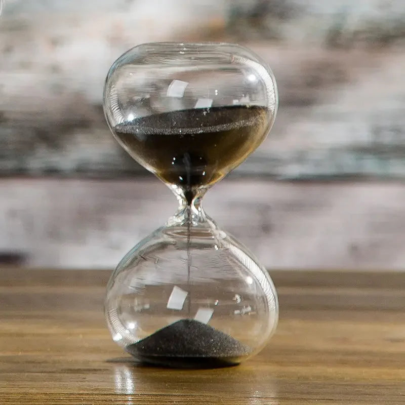 Elegante Sanduhr aus Glas mit buntem Sand – 5–60 Minuten Zeiteinstellungen, ideal für Dekoration und Meditation