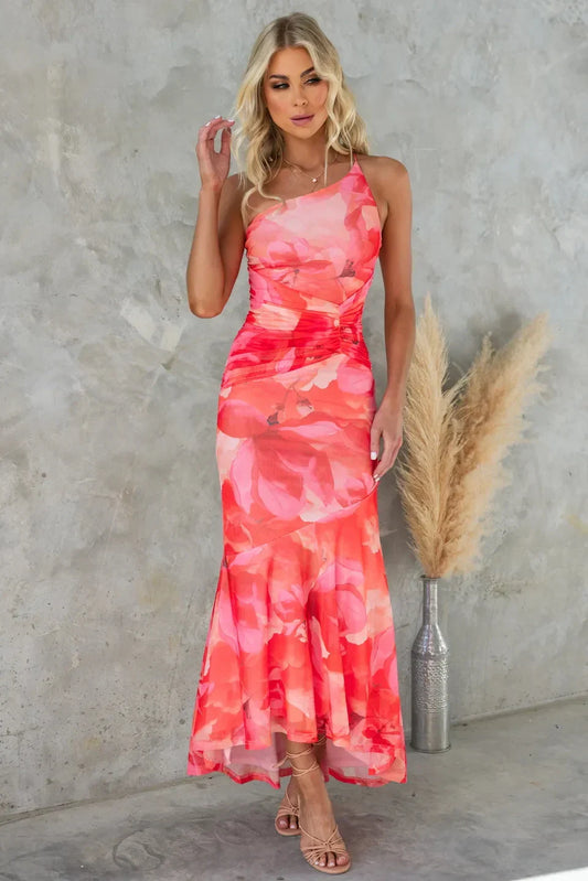 Elegantes Midikleid mit Blumenmuster für warmes Wetter