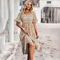Elegantes Sommer-Midikleid mit Blumenmuster für Damen