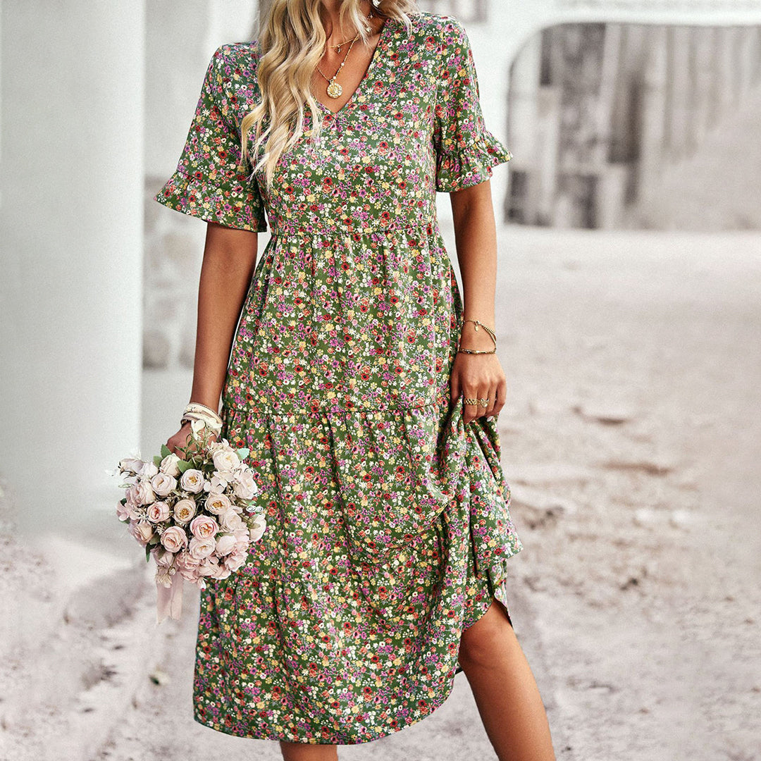Elegantes Sommer-Midikleid mit Blumenmuster für Damen