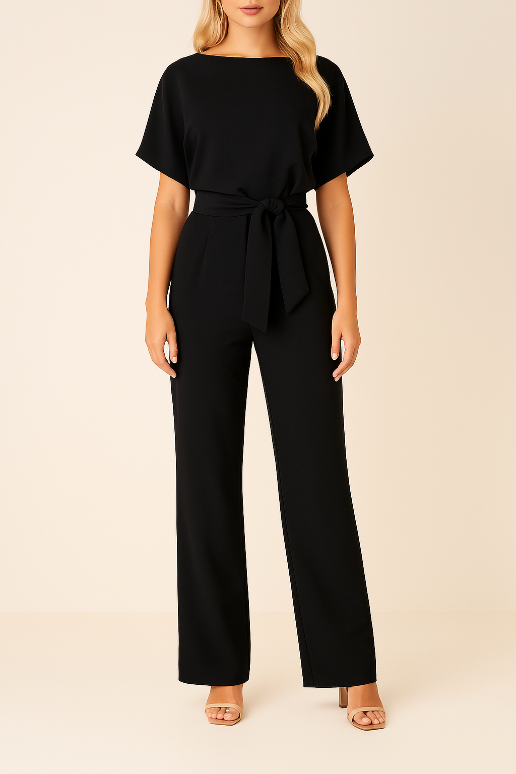 Eleganter Damen-Jumpsuit mit weitem Bein und Gürtel
