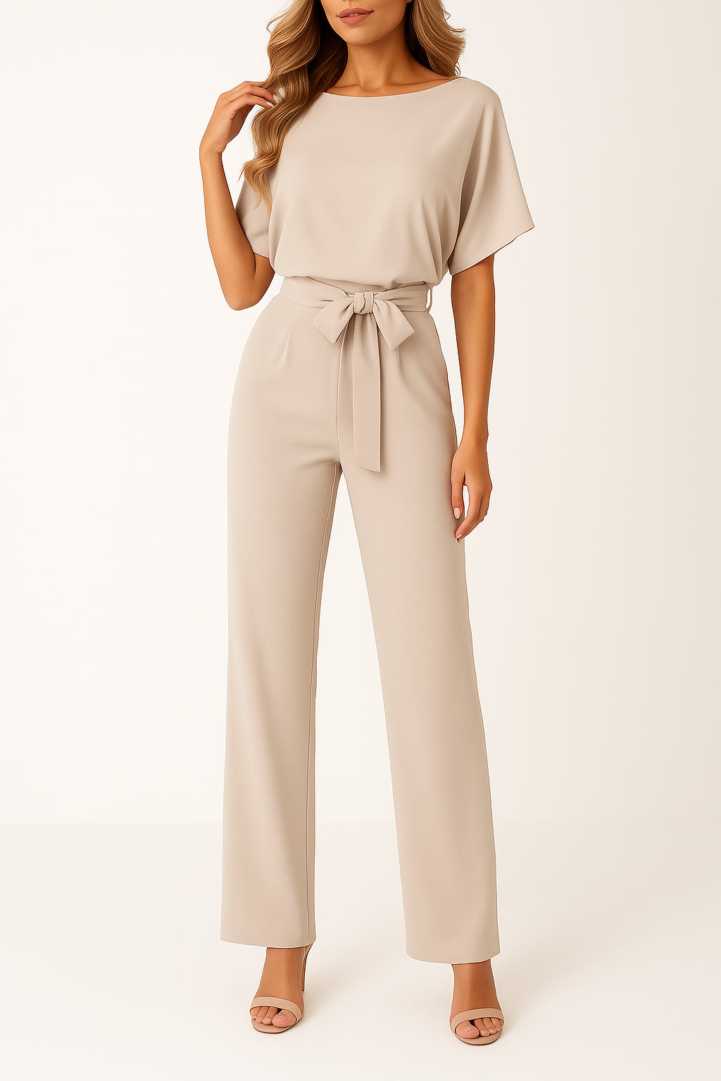 Eleganter Damen-Jumpsuit mit weitem Bein und Gürtel