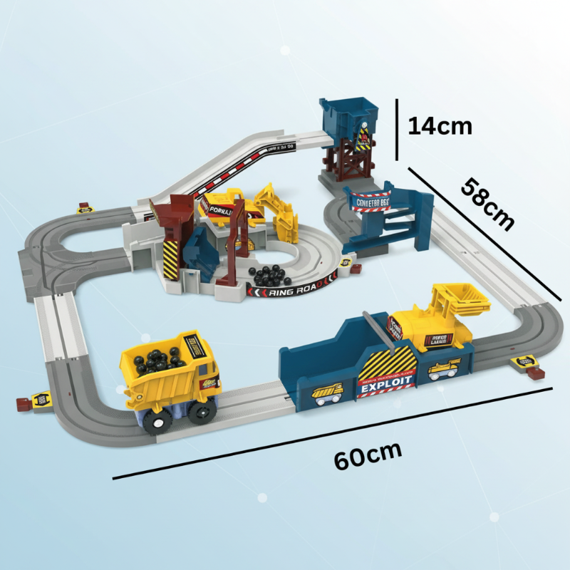 Elektrisches Baustellen- und Rennbahn-Set für Kinder
