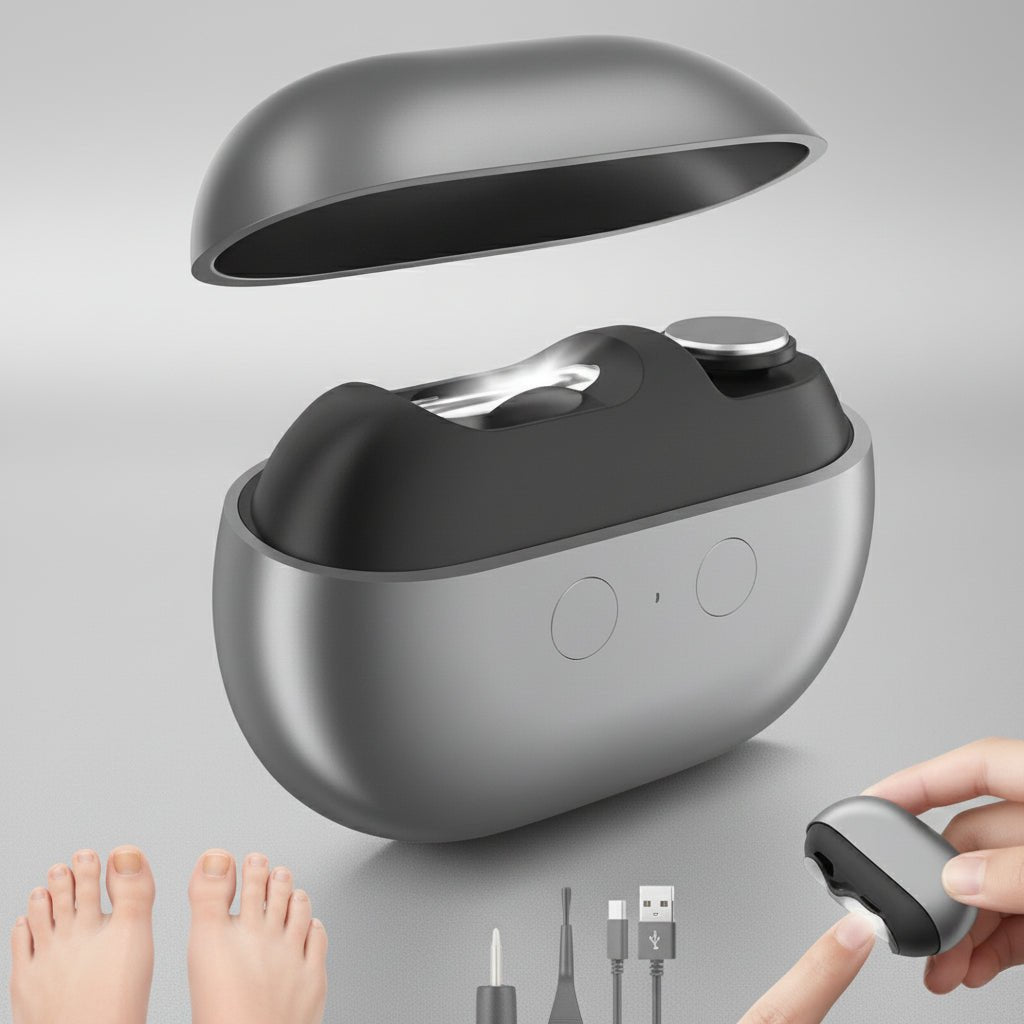 Elektrischer Nagelknipser mit LED-Beleuchtung und USB-Ladefunktion für Finger- und Fussnägel – präzises Schneidewerkzeug