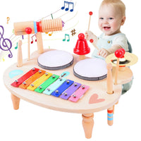 Kinder-Musikinstrumenten-Set aus Holz mit Xylophon und Trommeln