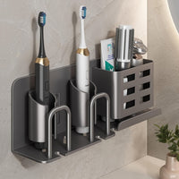 Wandmontierter elektrischer Zahnbürstenhalter – Badezimmer-Organizer aus Aluminium mit Abflusslöchern