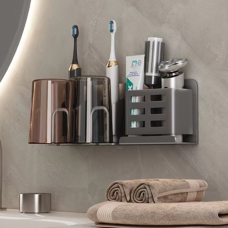 Wandmontierter elektrischer Zahnbürstenhalter – Badezimmer-Organizer aus Aluminium mit Abflusslöchern