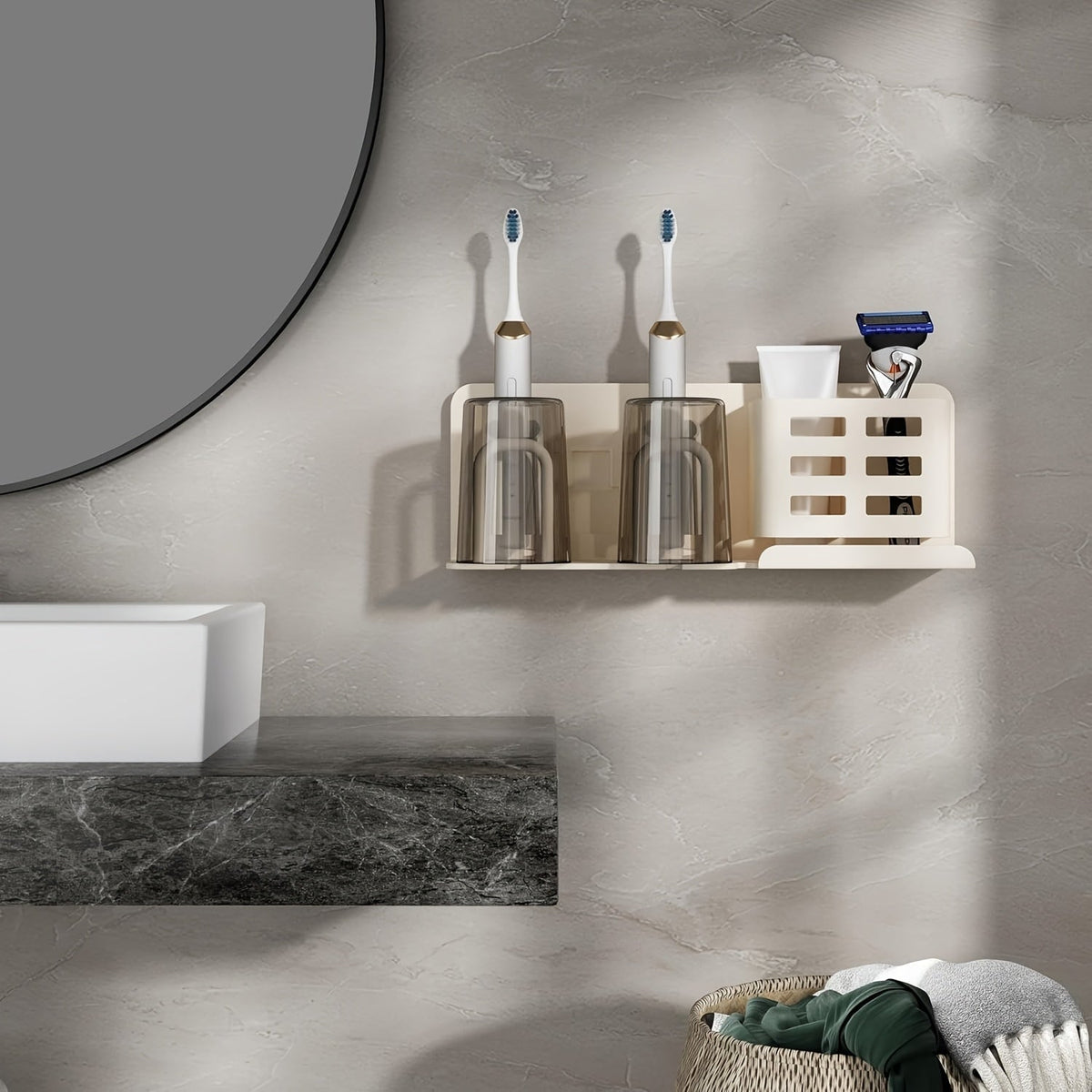 Wandmontierter elektrischer Zahnbürstenhalter – Badezimmer-Organizer aus Aluminium mit Abflusslöchern
