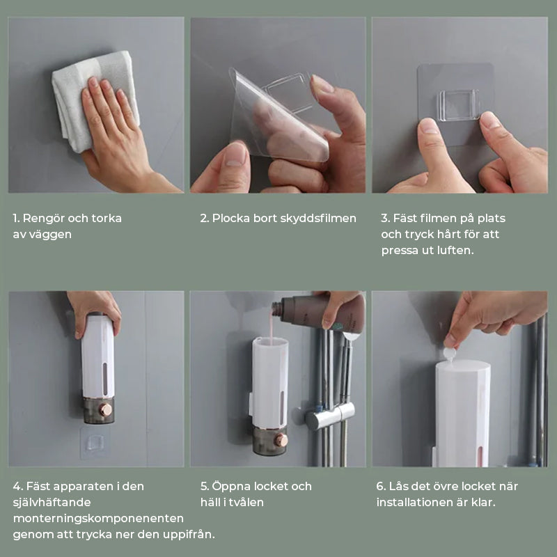 Wandmontierter Seifenspender für die Dusche in Weiss/Dunkelgrün