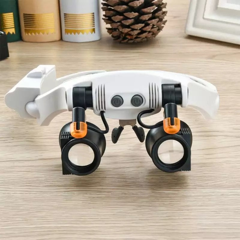 Kopflupe Juwelier-Lupenbrille mit 8 Linsen und LED-Beleuchtung