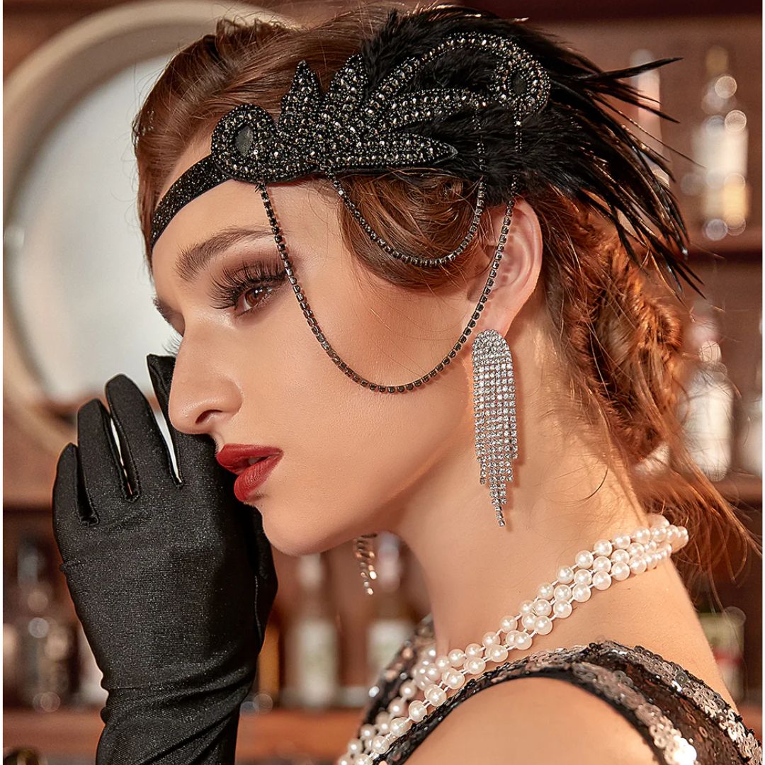 Schwarzes 1920er-Jahre Accessoire-Set