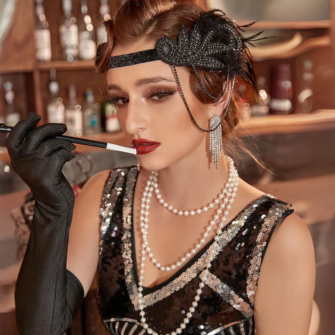 Schwarzes 1920er-Jahre Accessoire-Set