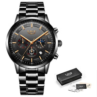 Schwarze Edelstahl-Armbanduhr