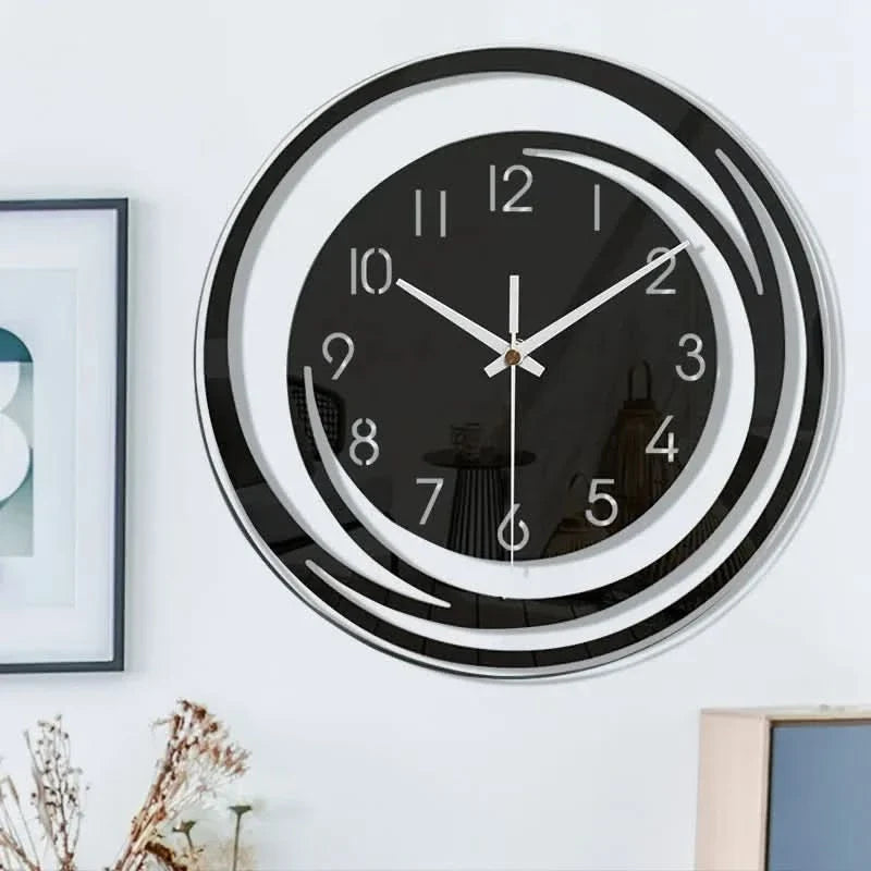 Schwarze Acryl-Wanduhr – Skandinavisches modernes Design