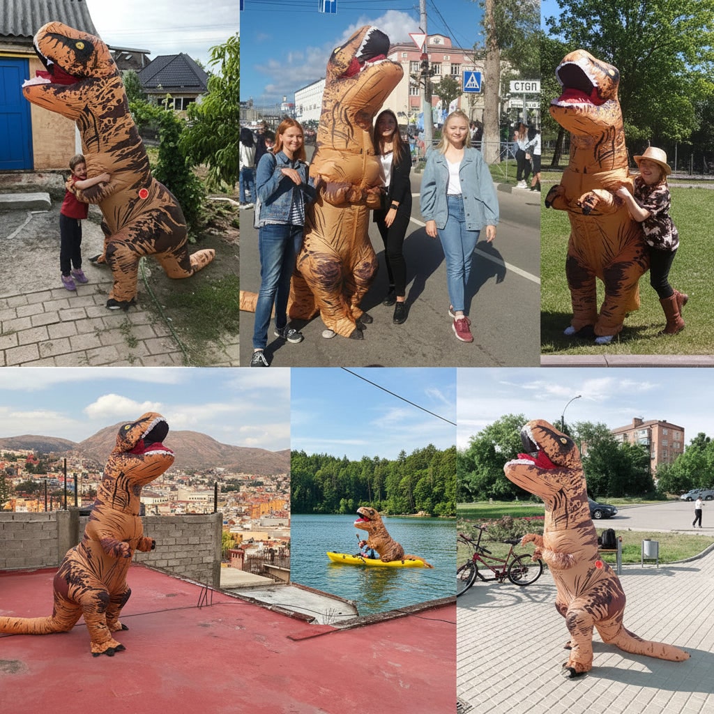 Aufblasbares Dinosaurier-Kostüm — Mit integriertem Ventilator, selbstaufblasendes Design