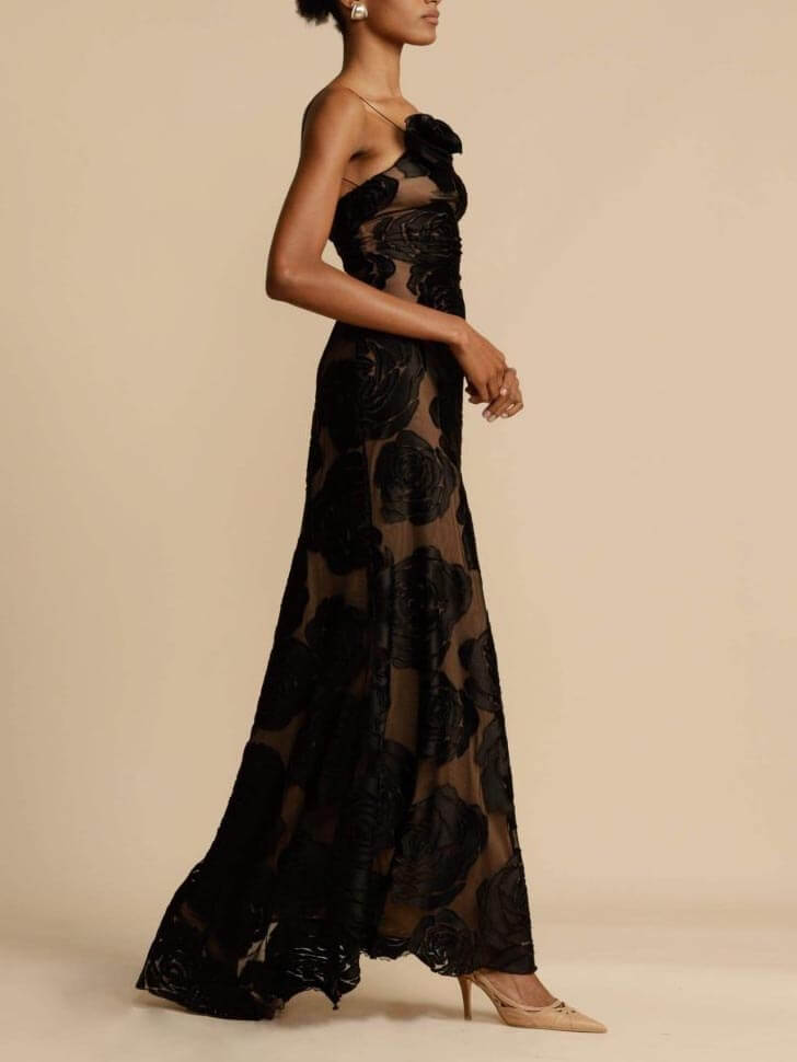 One-Shoulder-Damen-Maxikleid