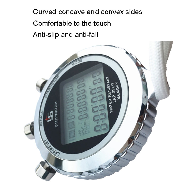 Metall-Stoppuhr mit 3-zeiligem Display für Lauftraining, elektronischer Timer, Modell: YS-5100 100 Speicher