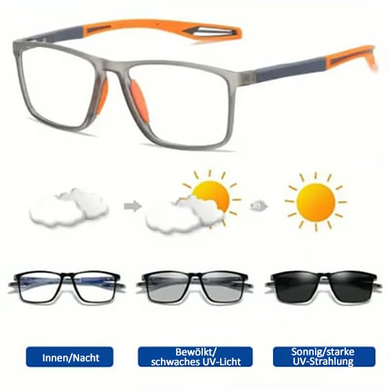 Selbsttönende Bifokalbrille | Stilvolle adaptive Gläser