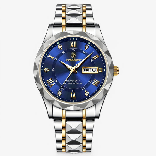 Herren-Automatikuhr mit klassischem Lederarmband, 40 mm