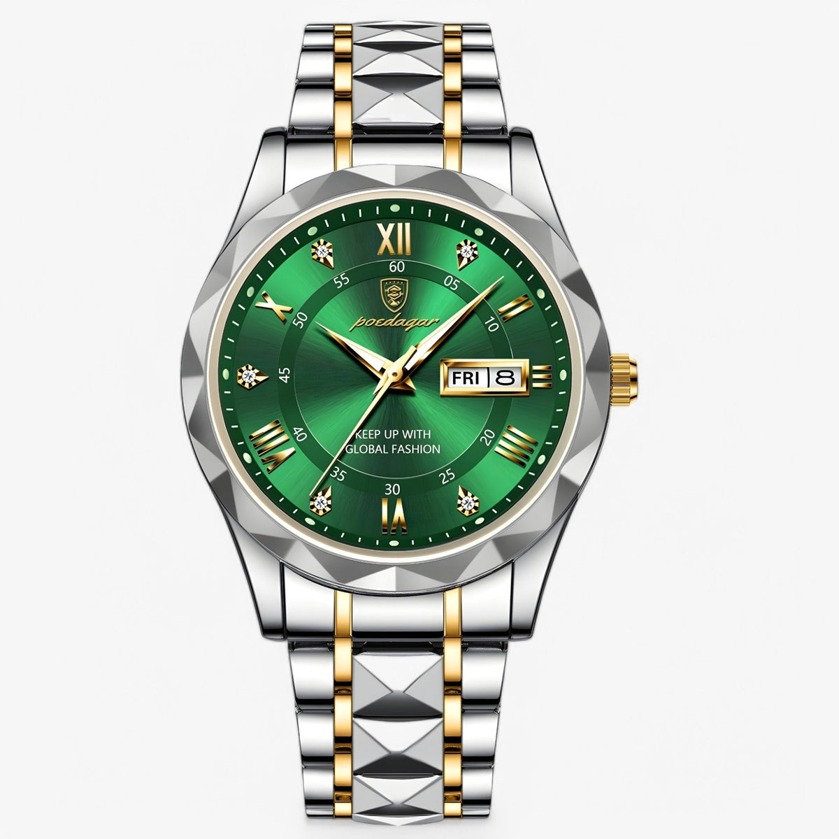 Herren-Automatikuhr mit klassischem Lederarmband, 40 mm
