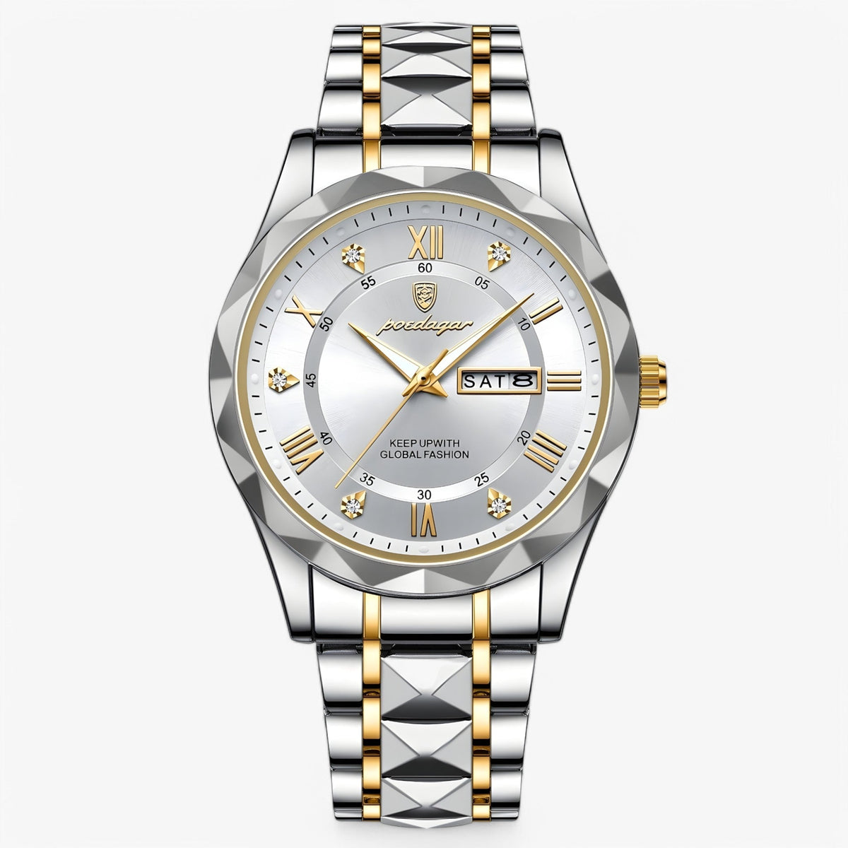 Herren-Automatikuhr mit klassischem Lederarmband, 40 mm