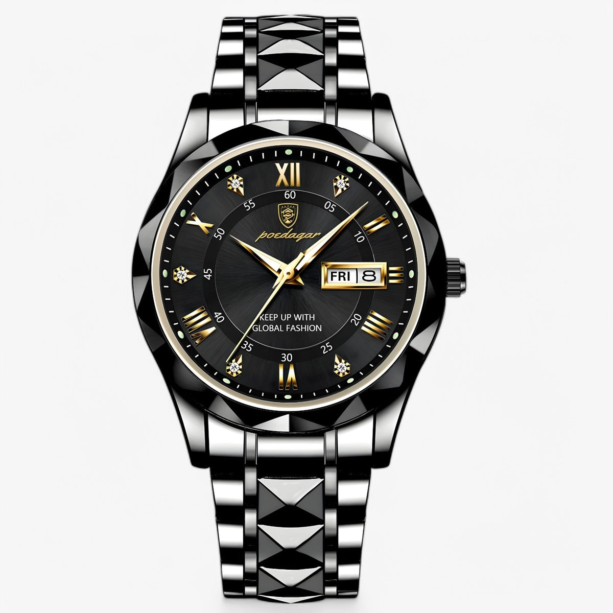 Herren-Automatikuhr mit klassischem Lederarmband, 40 mm